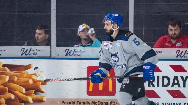Defenseman Preston Kugler with the Watertown Wolves