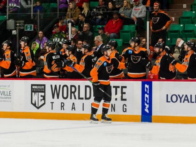 Lehigh Valley Phantoms forward Pascal Laberge and the bench