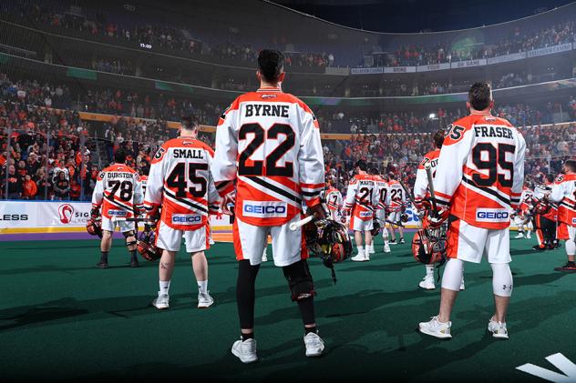 GEICO patch on National Lacrosse League away jerseys