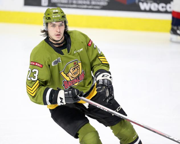 Forward Cameron Peters with the North Bay Battalion