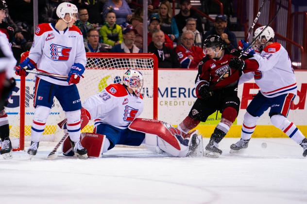 Vancouver Giants left wing Jackson Shepard vs. the  Spokane Chiefs