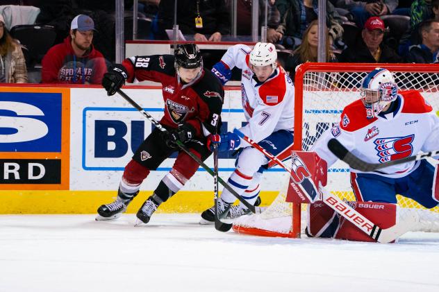 Vancouver Giants left wing Michal Kvasnica vs. the  Spokane Chiefs