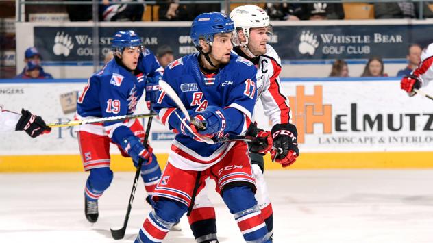 Kitchener Rangers left wing Mike Petizian vs. the Windsor Spitfires