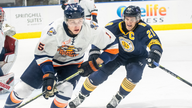 Greenville Swamp Rabbits defenseman Dylan MacPherson vs. the Norfolk Admirals