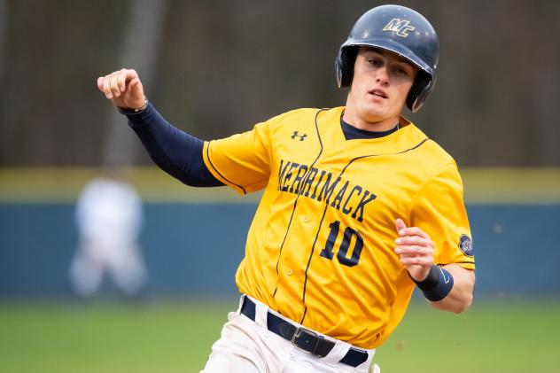 Outfielder/catcher Thomas Crowley with Merrimack College