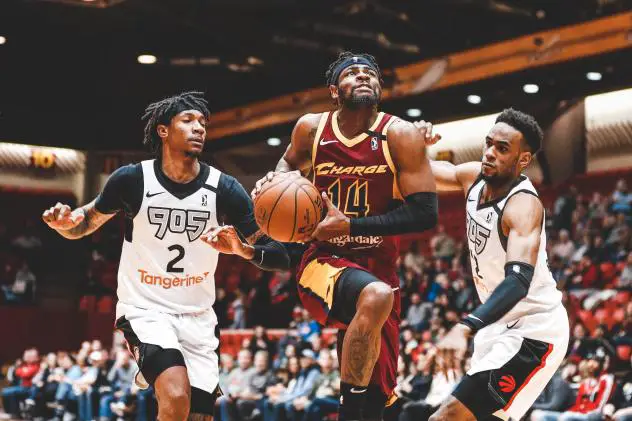 Canton Charge guard Malik Newman eyes the hoop against Raptors 905