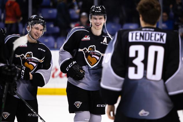 Bowen Byram and David Tendeck of the Vancouver Giants