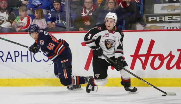 Vancouver Giants centre Tristen Nielsen against the Kamloops Blazers