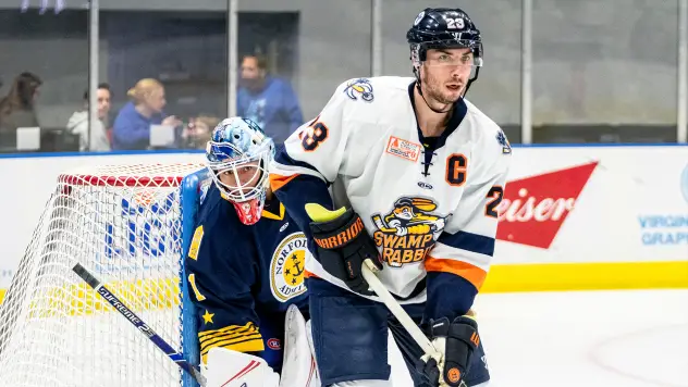 Greenville Swamp Rabbits forward Michael Pelech vs. the Norfolk Admirals