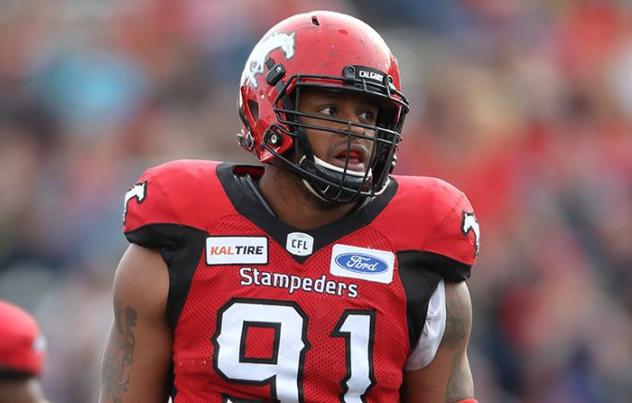 Calgary Stampeders defensive lineman Mike Rose