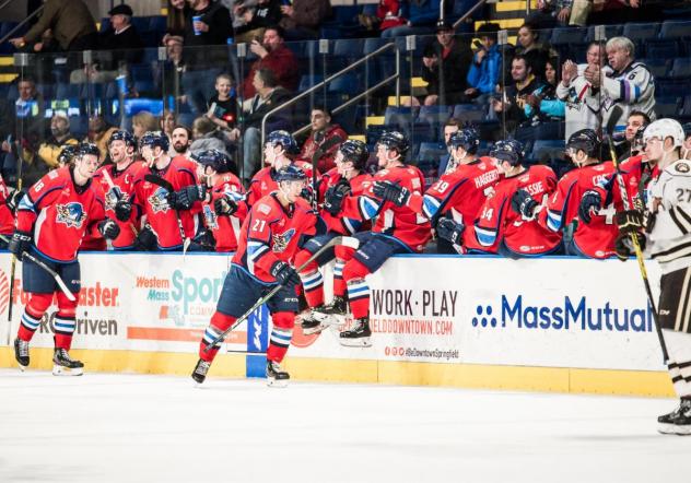 Springfield Thunderbirds receive congratulations from their bench