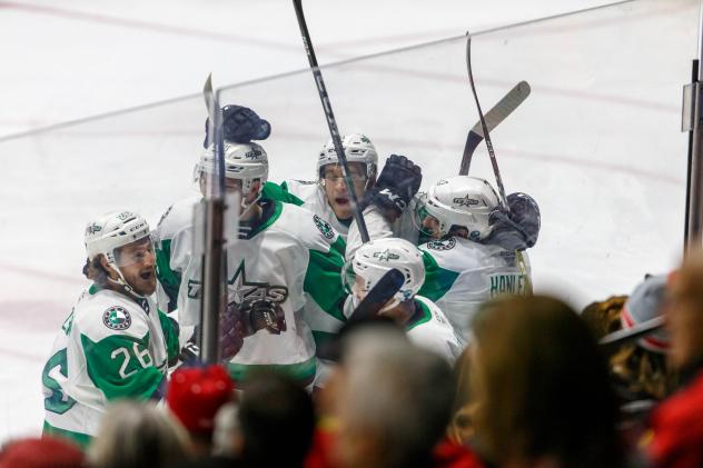 Texas Stars celebrate against the Rockford IceHogs