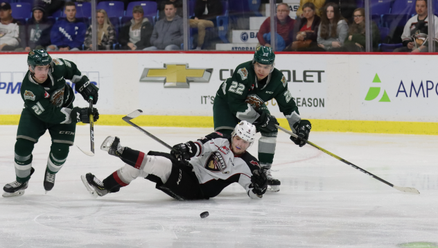 Vancouver Giants centre Tristen Nielsen hits the ice vs. the Everett Silvertips