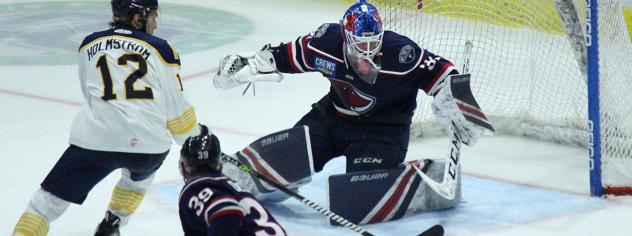 South Carolina Stingrays goaltender Logan Thompson vs. the Norfolk Admirals