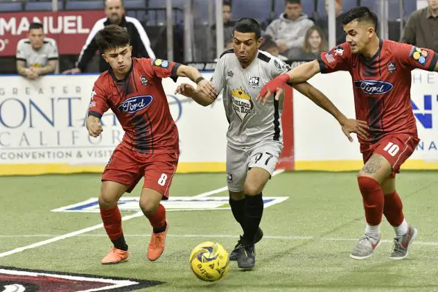 Jesus Pacheco (left) and Justin Stinson of the Ontario Fury vs. the Cal Turlock Express