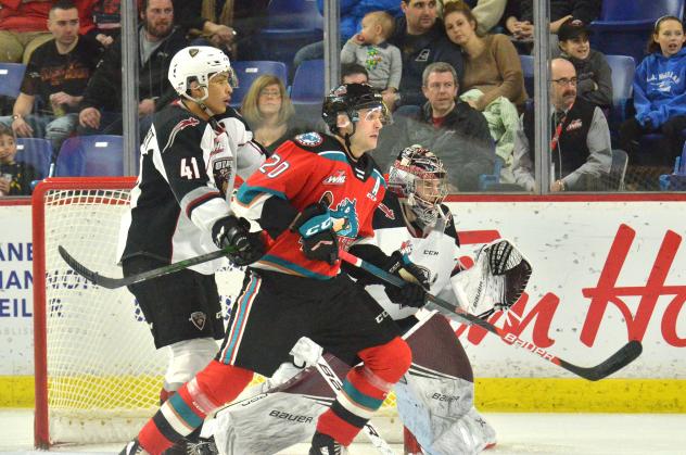 Vancouver Giants defenseman Alex Kannock Leipert vs. the Kelowna Rockets