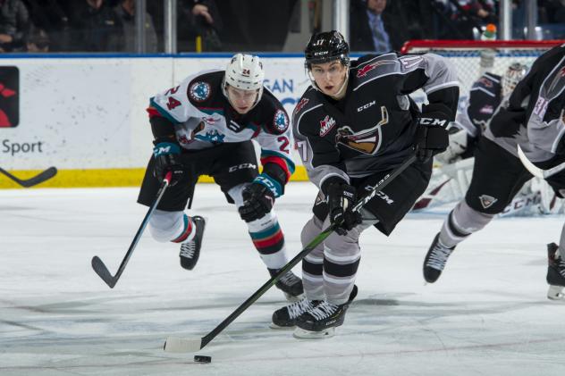 Vancouver Giants centre Kaden Kohle vs. the Kelowna Rockets
