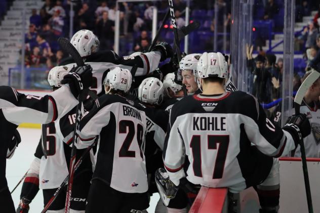 Vancouver Giants celebrate an overtime win