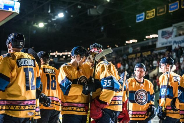 Springfield Falcons in their Ice-O-Topes jerseys