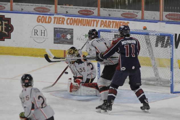 Tulsa Oilers left wing Danny Moyniham vs. the Kansas City Mavericks
