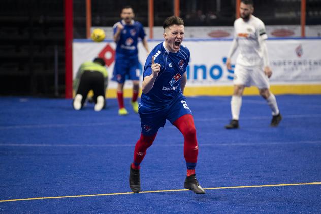 Kansas City Comets react after a goal against the Harrisburg Heat