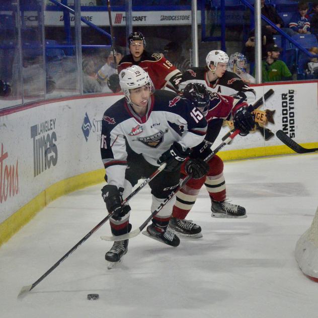 Vancouver Giants centre Holden Katzalay vs. the Red Deer Rebels