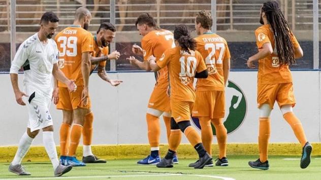 Florida Tropics react after a goal