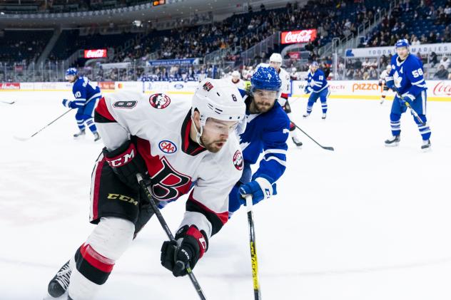 Belleville Senators left wing Michael Carcone vs. the Toronto Marlies