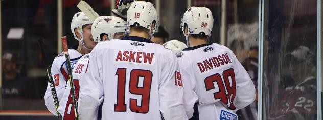 South Carolina Stingrays huddle up after a goal