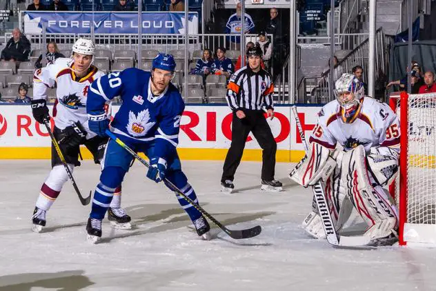 Cleveland Monsters goaltender Veini Vehvilainen vs. the Toronto Marlies