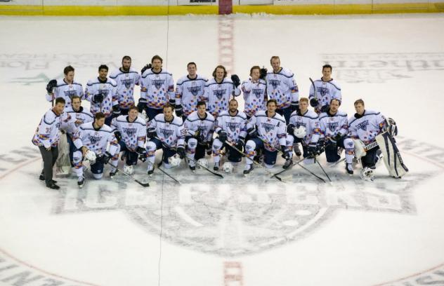 Pensacola  Ice Flyers in their Autism Awareness Night jerseys