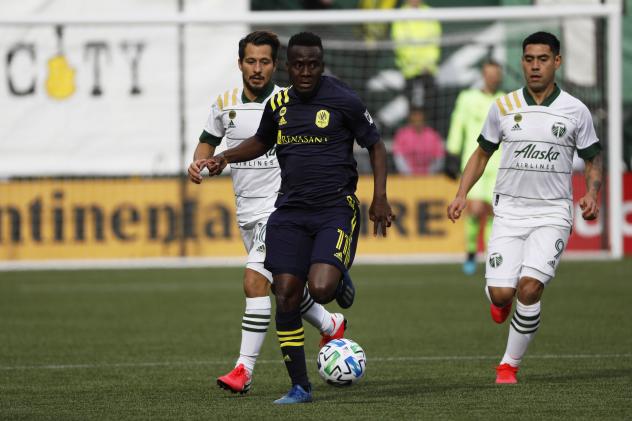Nashville SC forward David Accam vs. the Portland Timbers