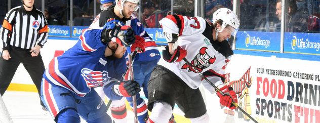 Binghamton Devils right wing Marian Studenic vs. the Rochester Americans
