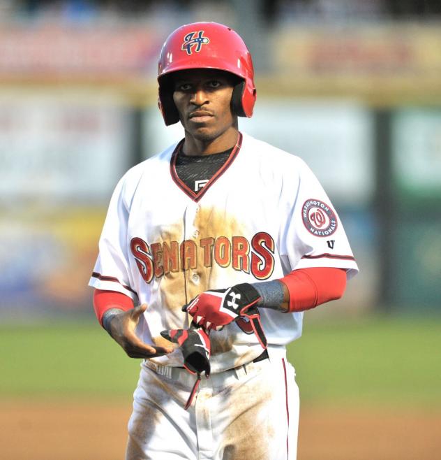 Center fielder Darian Sandford with the Harrisburg Senators