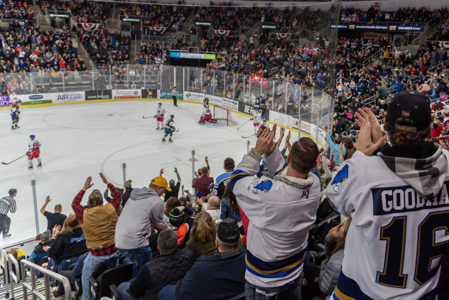Fans cheer on their team during a Sioux Falls Stampede game