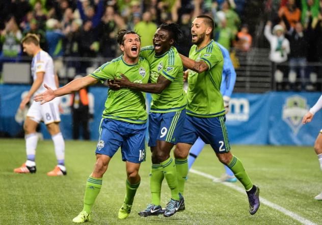 Seattle Sounders FC celebrates during dramatic 2015 Knockout Round match vs. the LA Galaxy