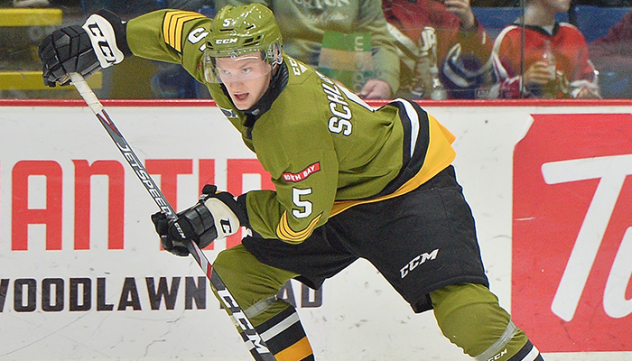 Pacey Schlueting with the North Bay Battalion