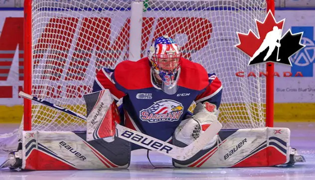 Saginaw Spirit goaltender Tristian Lennox