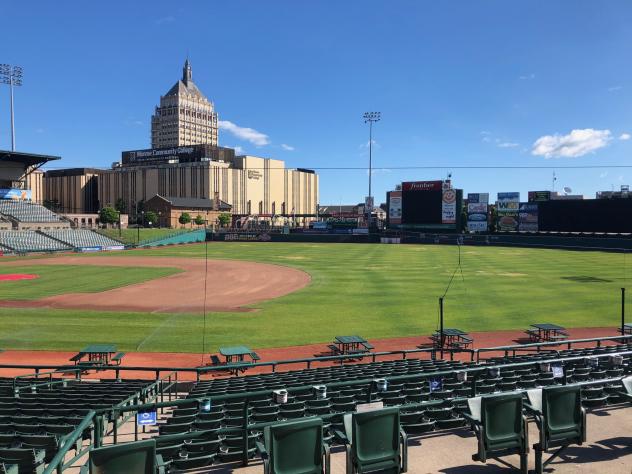 Extended fan safety netting at Frontier Field, home of the Rochester Red Wings