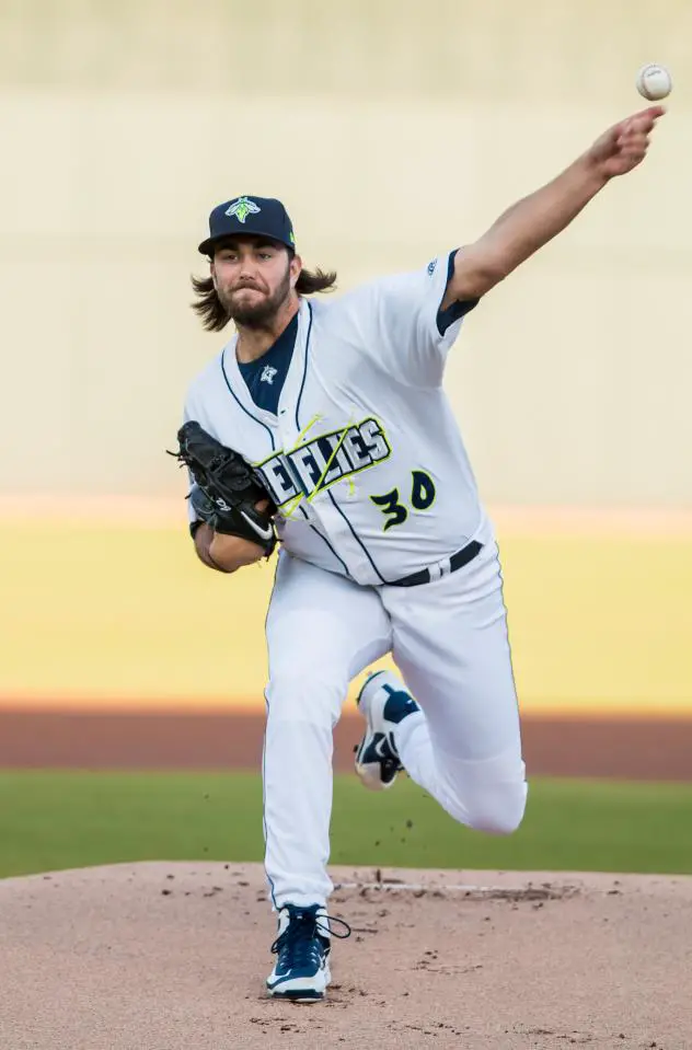 David Peterson pitching for the Columbia Fireflies