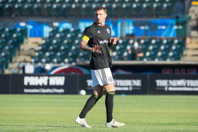 Tacoma Defiance captain Taylor Mueller scored his first goal of the season on Monday evening