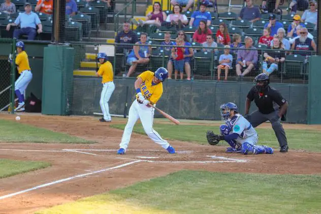 Mike Hart takes a swing for the Sioux Falls Canaries