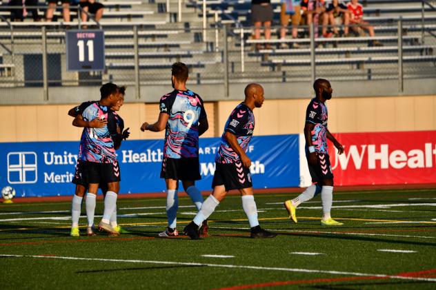 Forward Madison FC reacts after one of its four goals against South Georgia Tormenta FC