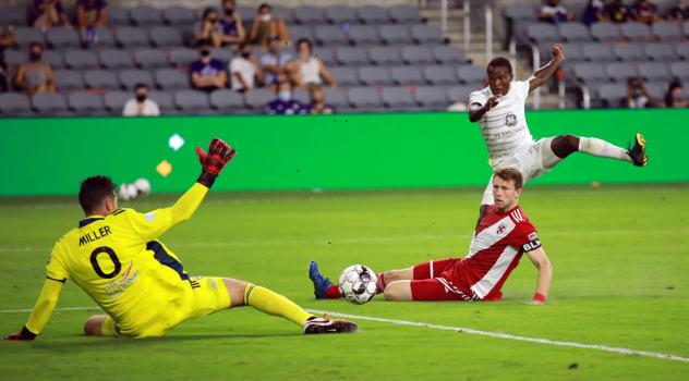 Louisville City FC takes a shot against Loudoun United FC