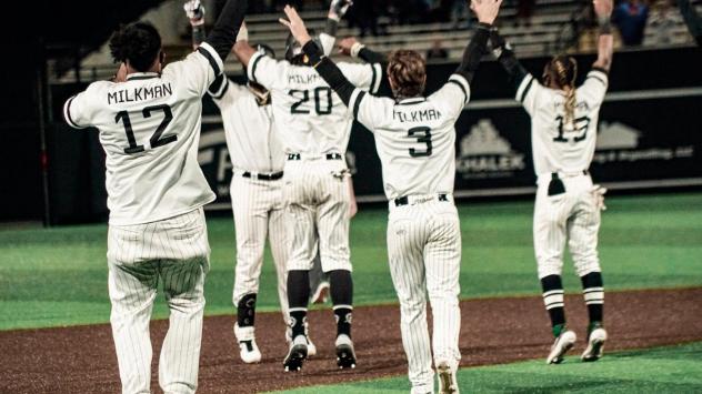 Milwaukee Milkmen celebrate a walk-off win