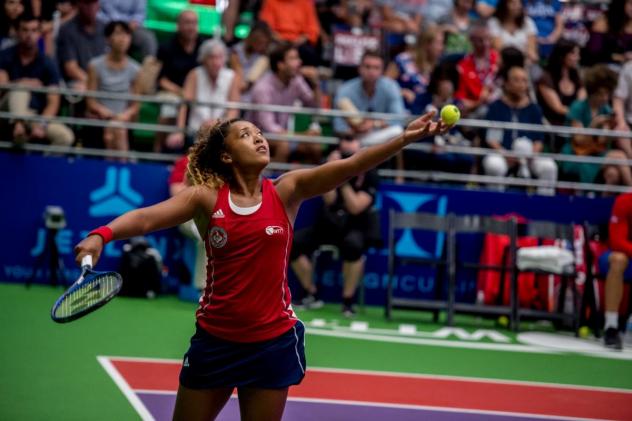 Naomi Osaka with the Washington Kastles at the GW Smith Center in 2018