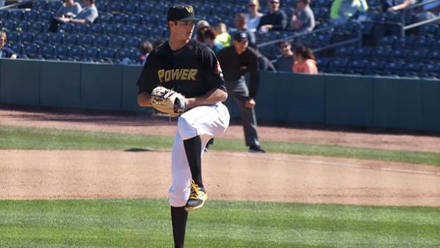 Blake Cederlind pitches for the West Virginia Power