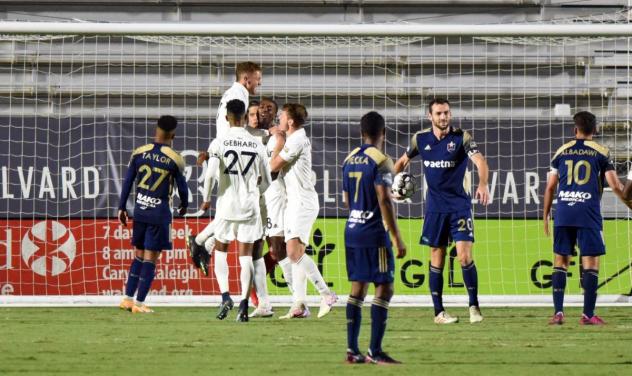 Charlotte Independence celebrates a goal