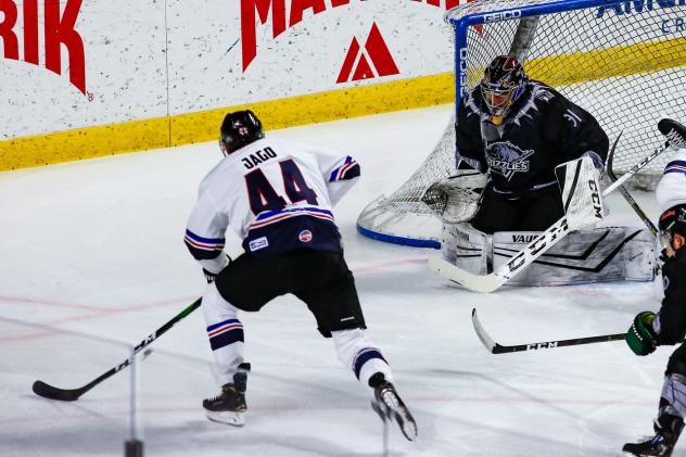 Defenseman Tanner Jago with the Idaho Steelheads