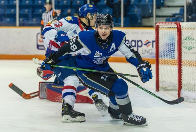 Saint John Sea Dogs defenceman Charlie DesRoches vs. the Moncton Wildcats